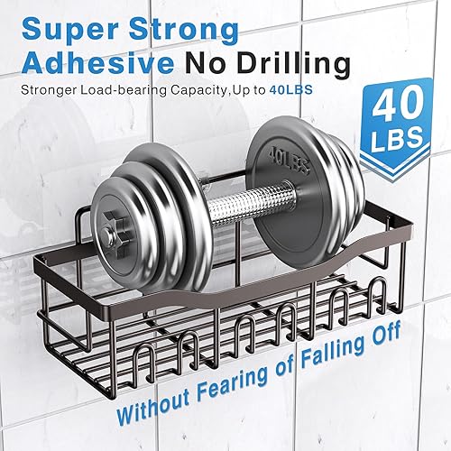 Miniatura 4 de Organizador adhesivo para ducha, paquete de 5 organizadores de baño de acero inoxidable sin taladrar, gran capacidad, a prueba de óxido, para