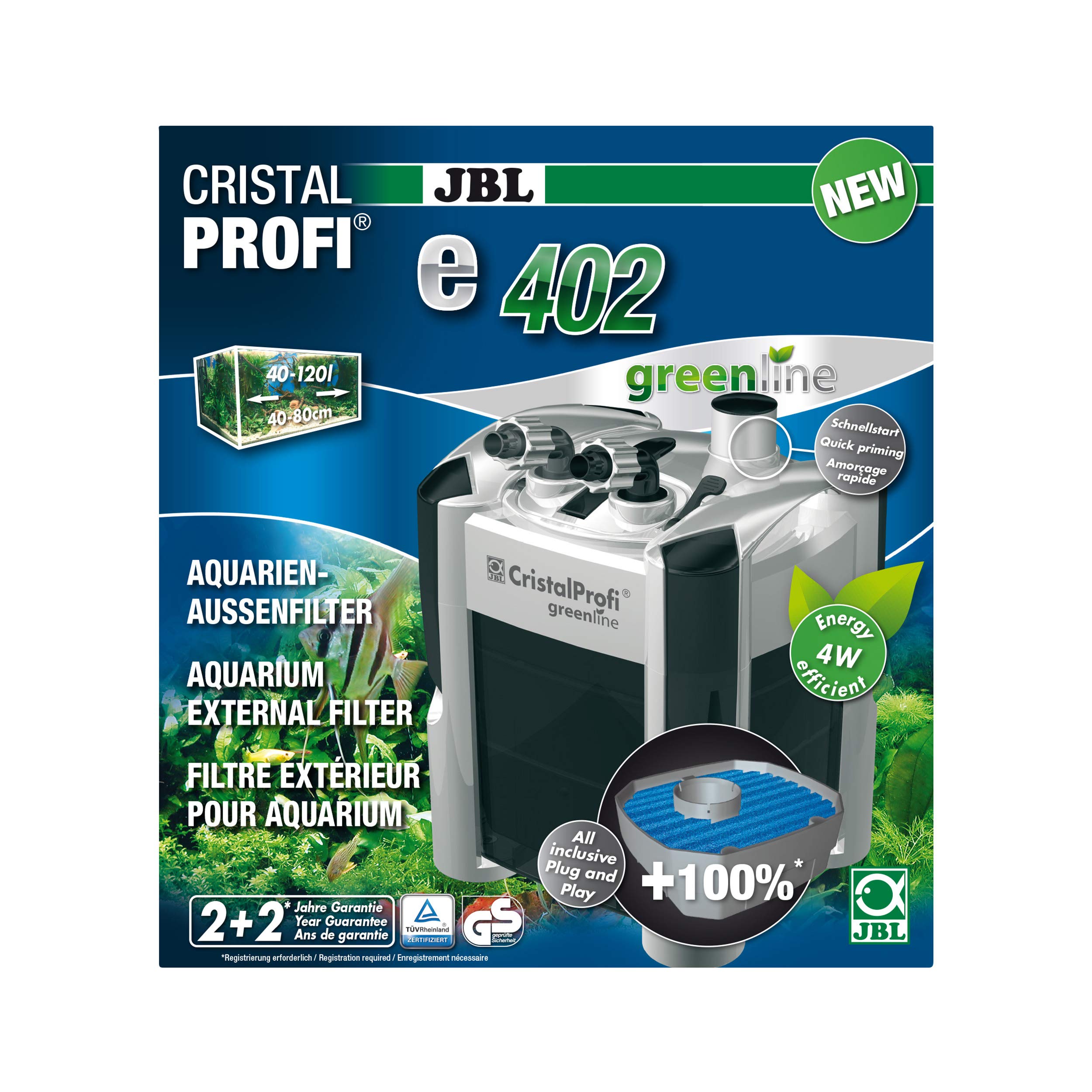 JBL Filtro Cristallo Profi E402 Greenline per Aquariophilie 450 L/H