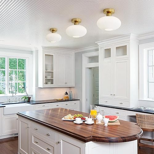 Miniatura 4 de KCO Iluminación de mediados de siglo, moderna lámpara de techo semiempotrada, lámpara de techo de montaje empotrado para sala de estar, lámpara de