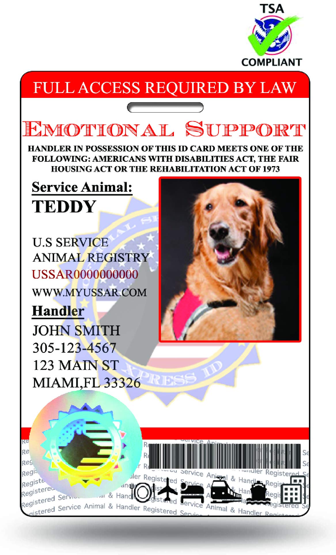 Fair Housing National Emotional Support Animal XpressID Pro