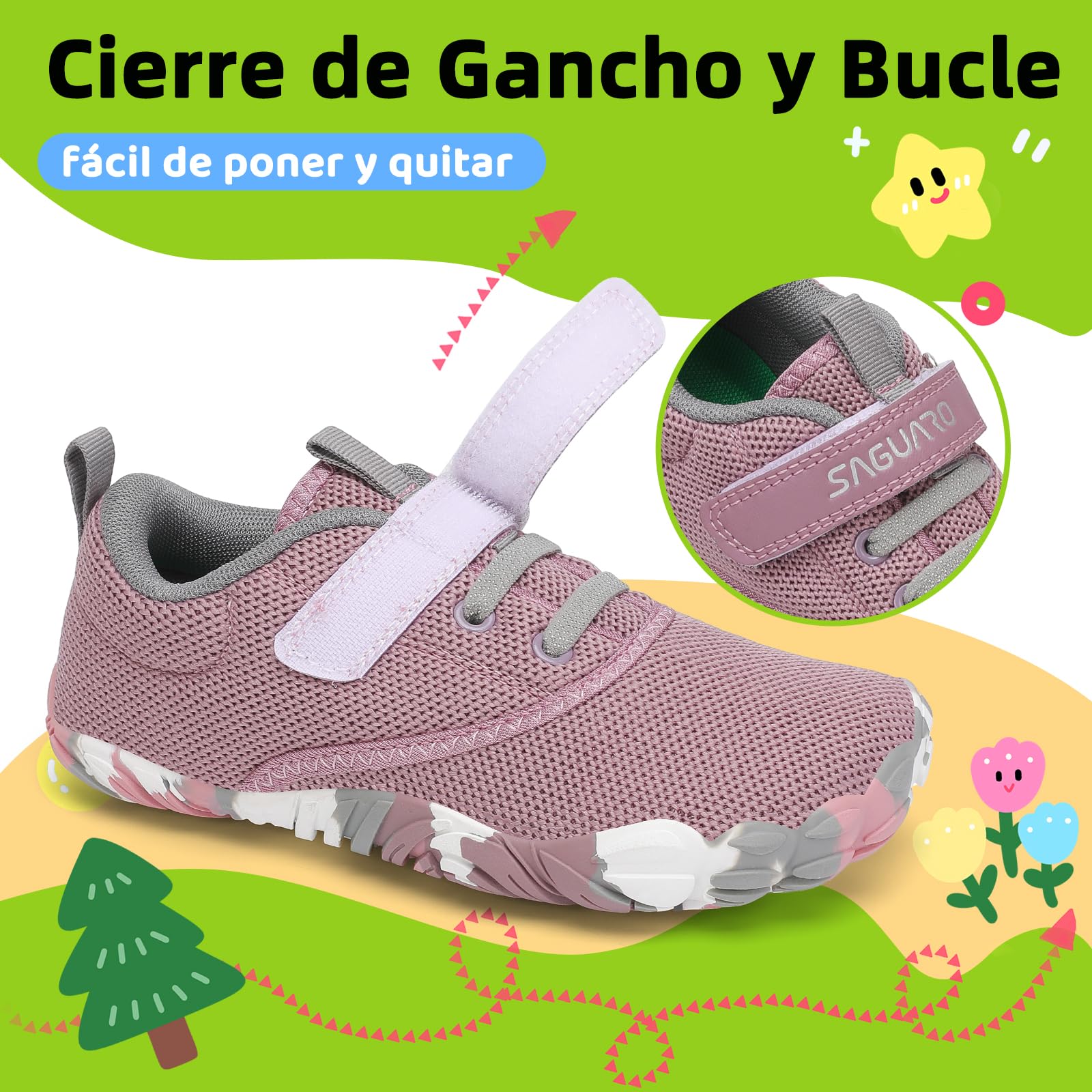 SAGUARO Zapatillas Barefoot Niños Antideslizantes y Ligeras Calzado Descalzos, Talla 24-36 — view 4