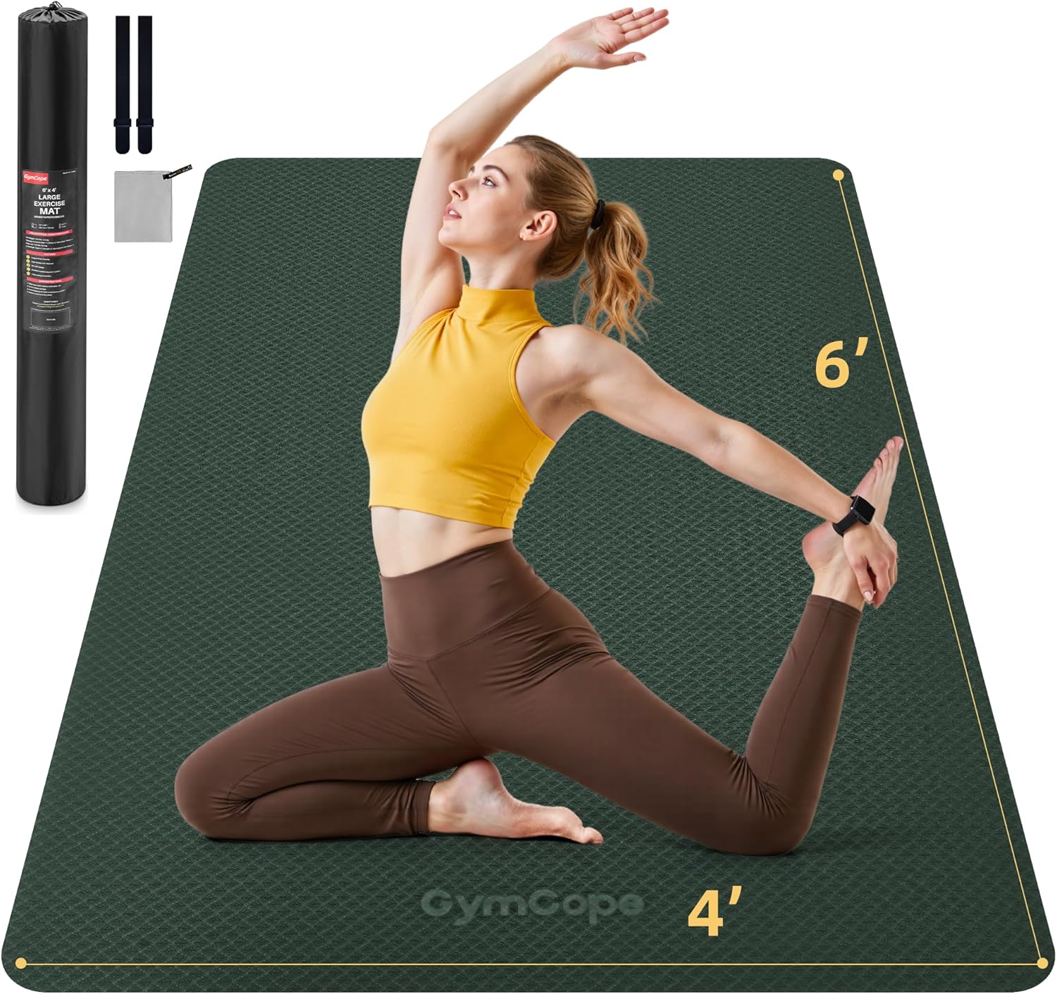 Extra Large Yoga Mat - 72"x35", 72"x48", 78"x57" - Wide TPE Exercise Mat for Home, Stretching, Couples & Family Workouts - 6-12mm Thick, Non-Slip & Waterproof - with Carry Bag and Straps