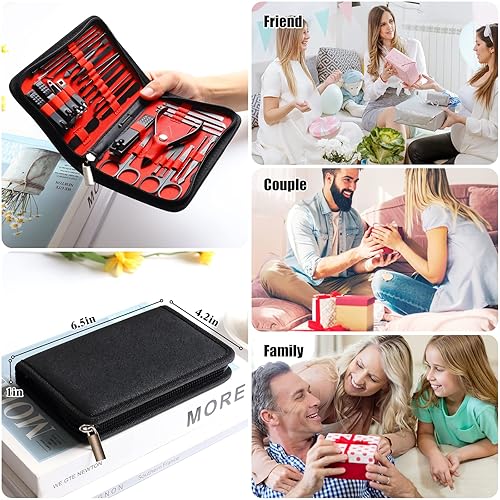 Miniatura 6 de Juego de manicura y pedicura para mujer, juego de cortaúñas 32 en 1, herramientas profesionales de cuidado de uñas, incluye cuidado facial, uñas y