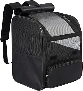 Pesen Breathable Foldable Cat Backpack Carrier for Cats, Small Dogs, Rabbits Under 15 lbs - Airline Approved for Hiking, Travel, Gray
