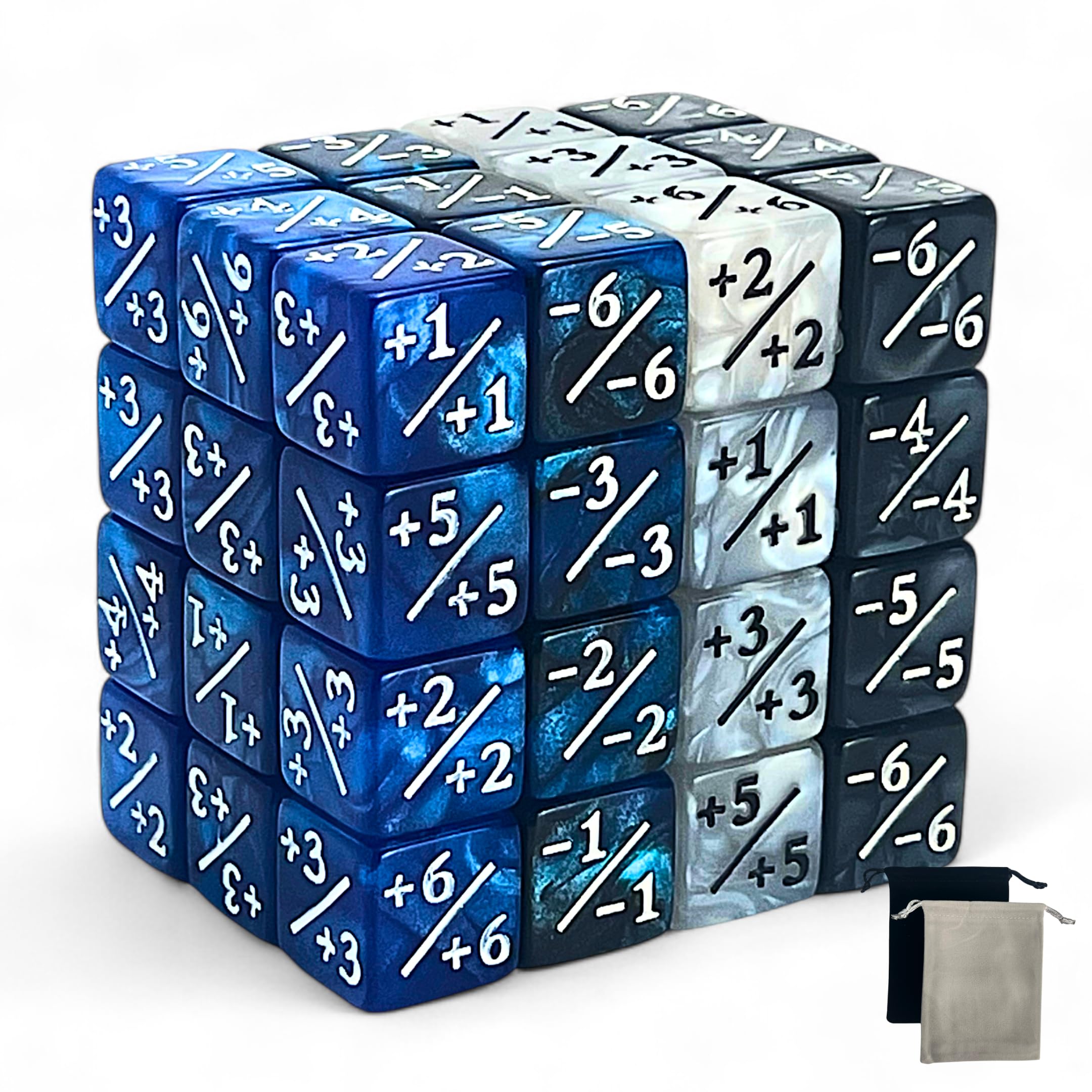 Luck Lab MTG Magic Life Counter Dice, 48 PCS - Compatible w/Magic Card Game Accessories, CCG Creature Stats w/ 2 Dice Bags (Blue Pearl, Blue Swirl, White Pearl, Black Pearl) โ image 1