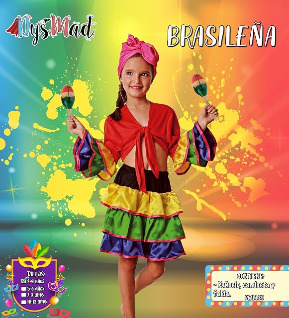 Foto 2 de 4 de Juguetutto - Disfraz Brasileña para niña (5-6 años)