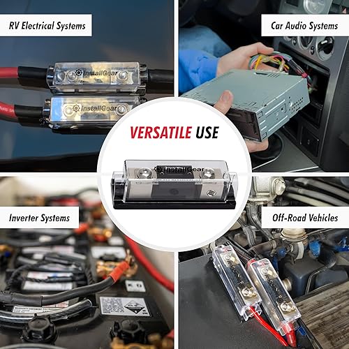 Miniatura 6 de InstallGear - Bloque de fusibles con portafusibles ANL y cubierta transparente - Fusibles de 300 amperios para protección segura del circuito - Caja