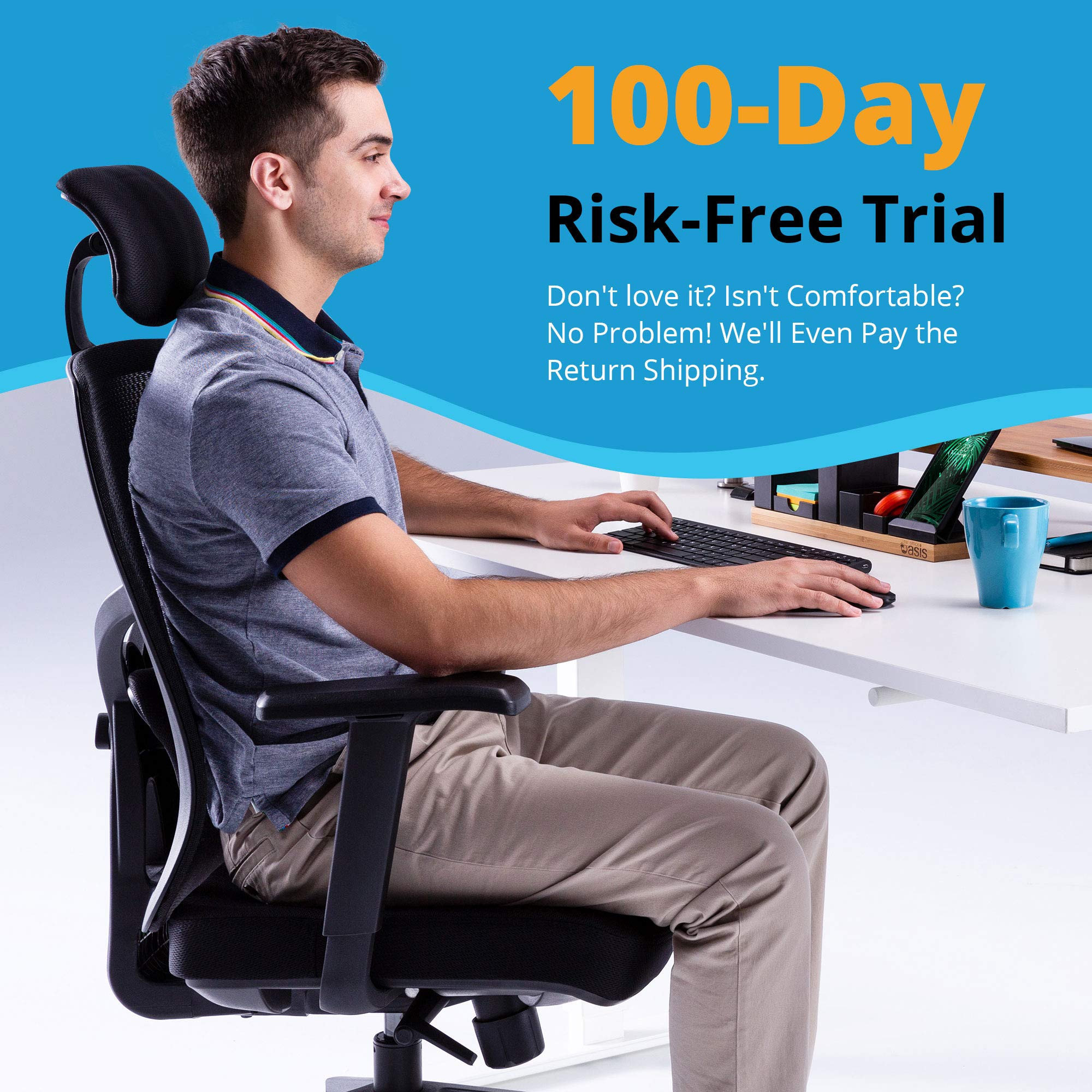 The Office Oasis Ergonomic Mesh Office Chair with Roller Blade Wheels, Black Buy Online in