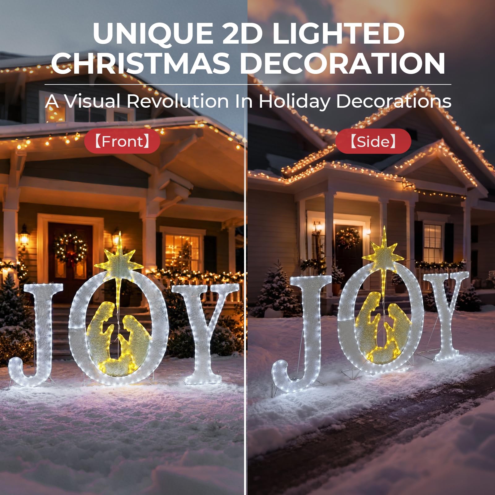 Decoración navideña grande de 49 pulgadas, letrero iluminado para exteriores, belén, Navidad, patio, decoración de vacaciones, resistente a la intemperie, 350 luces LED, para colgar o colocar en el