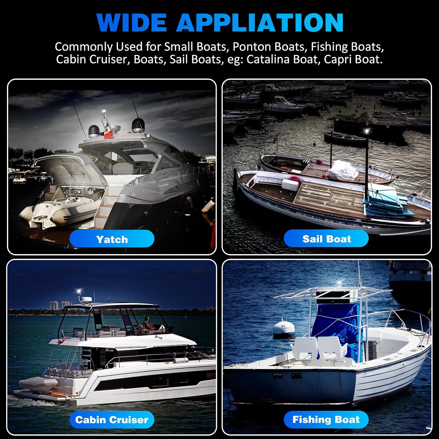 Mast Head Anchor Light, 3NM Visibility 360° Boat All Round Light, White LED Boat Navigation Lights for Marine, Sailboat, Pontoon, Cabin Cruiser Boats and Fishing Boats