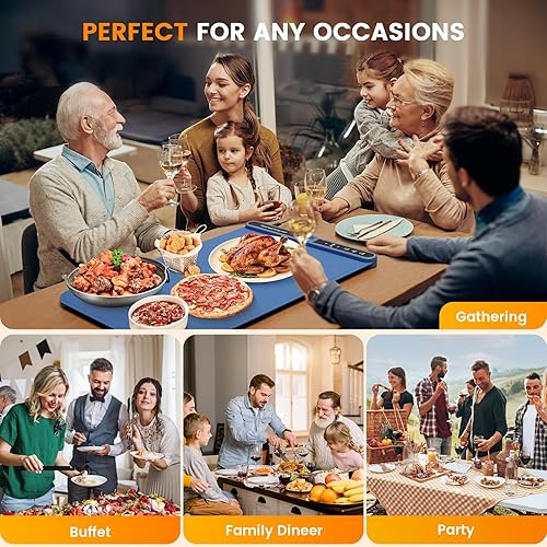 Miniatura 7 de Turniton Tapete de calentamiento para alimentos  Bandeja de calentamiento eléctrica de silicona con 9 niveles de temperatura, temporizador y apagado