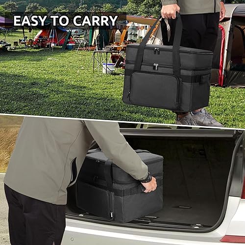 Miniatura 7 de Luxja Bolsa aislada de cocción lenta (con una almohadilla inferior y asas laterales) para olla de cocción lenta ovalada de 6 a 8 cuartos de galón,