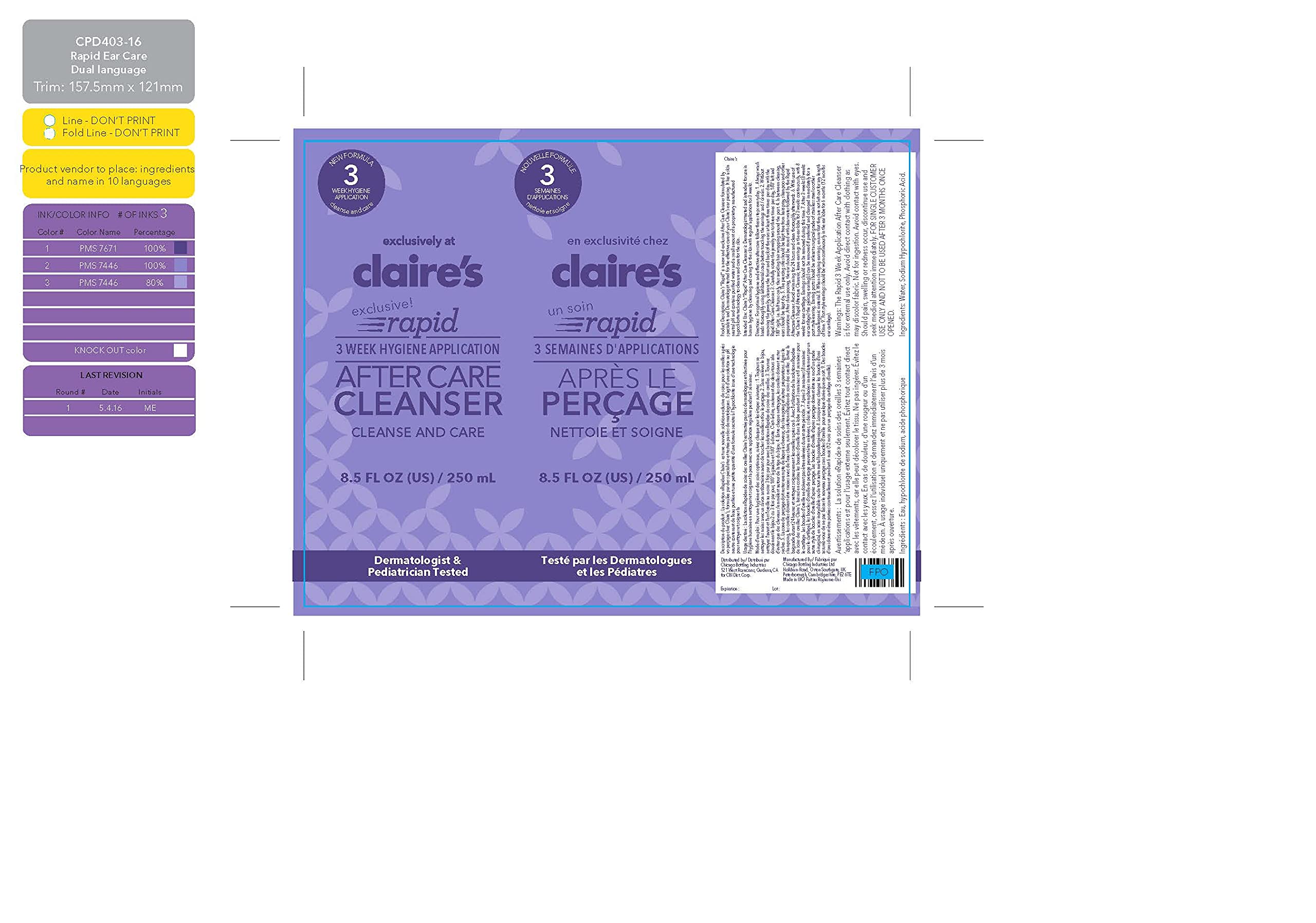 Claire’s Ear Piercing After Care Solution for New Piercings Rapid 3