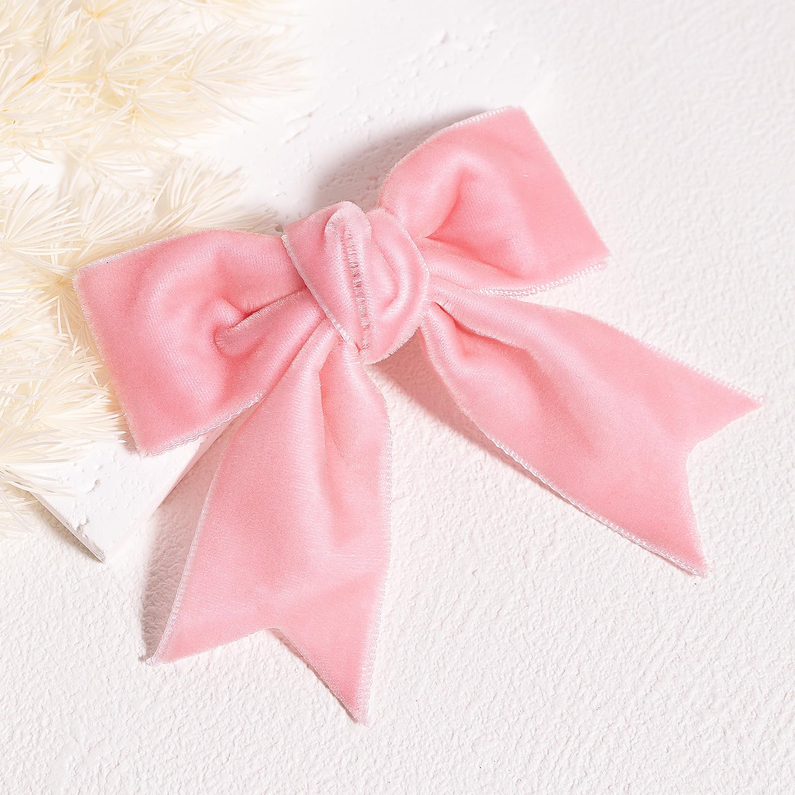Amazon.com : Velvet Ribbon Bow Hair Clip Pink Valentines Christmas
