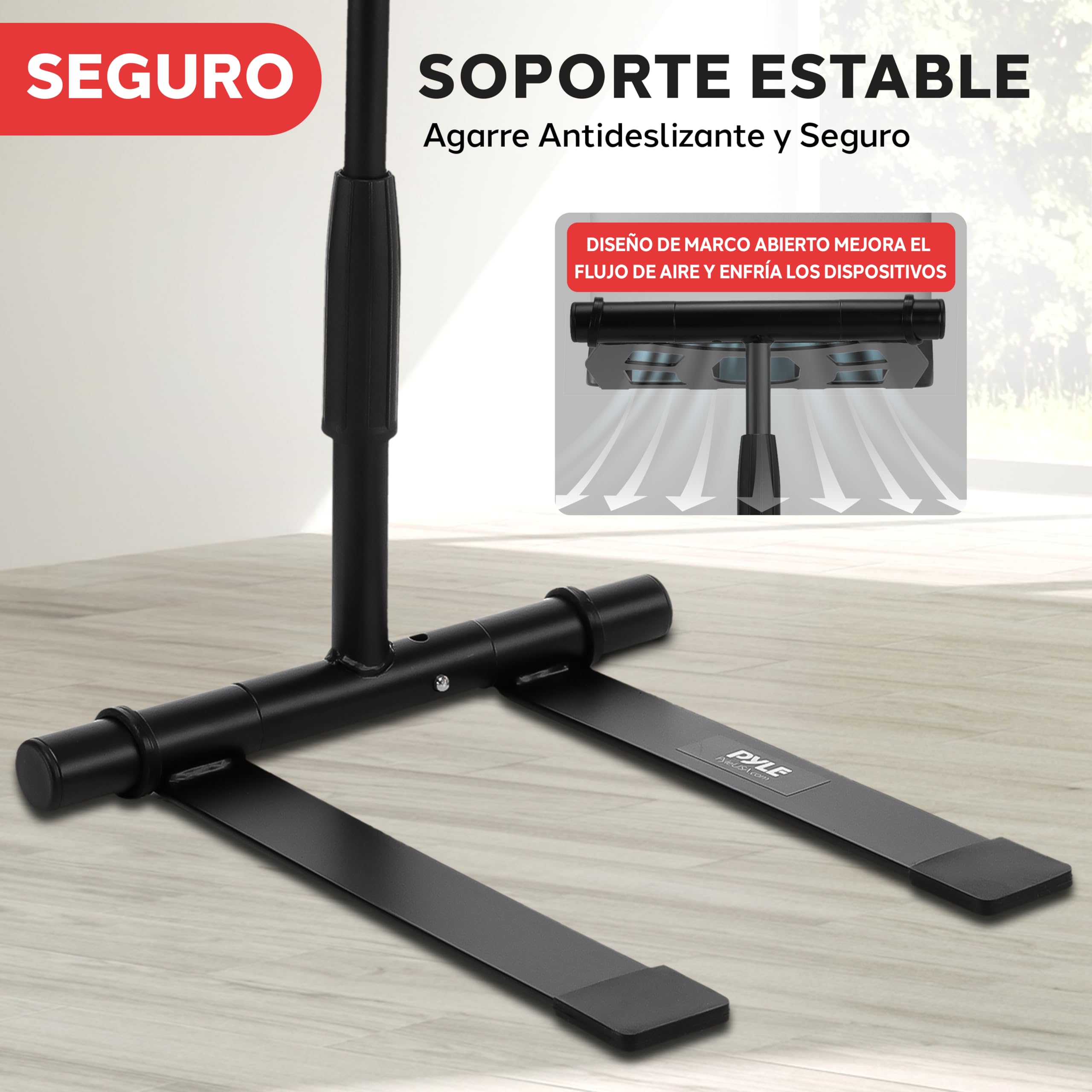 Pyle soporte ordenador portatil, Alzador, Angulo ajustable, Altura plegable, Bandeja antideslizante, Ideal para computadora, Laptop, Equipos de DJ, Tocadiscos, Uso en el hogar u oficina