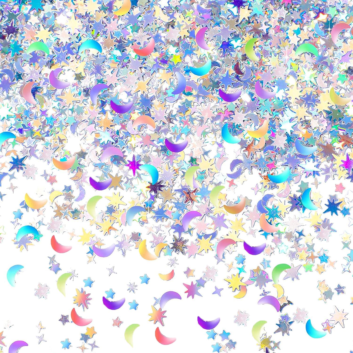 Holographic Star and Moon Table Confetti, 60g Glitter Star Table Confetti Foil Sequin Table Confetti for Wedding Birthday Halloween Party Baby Shower Decorations