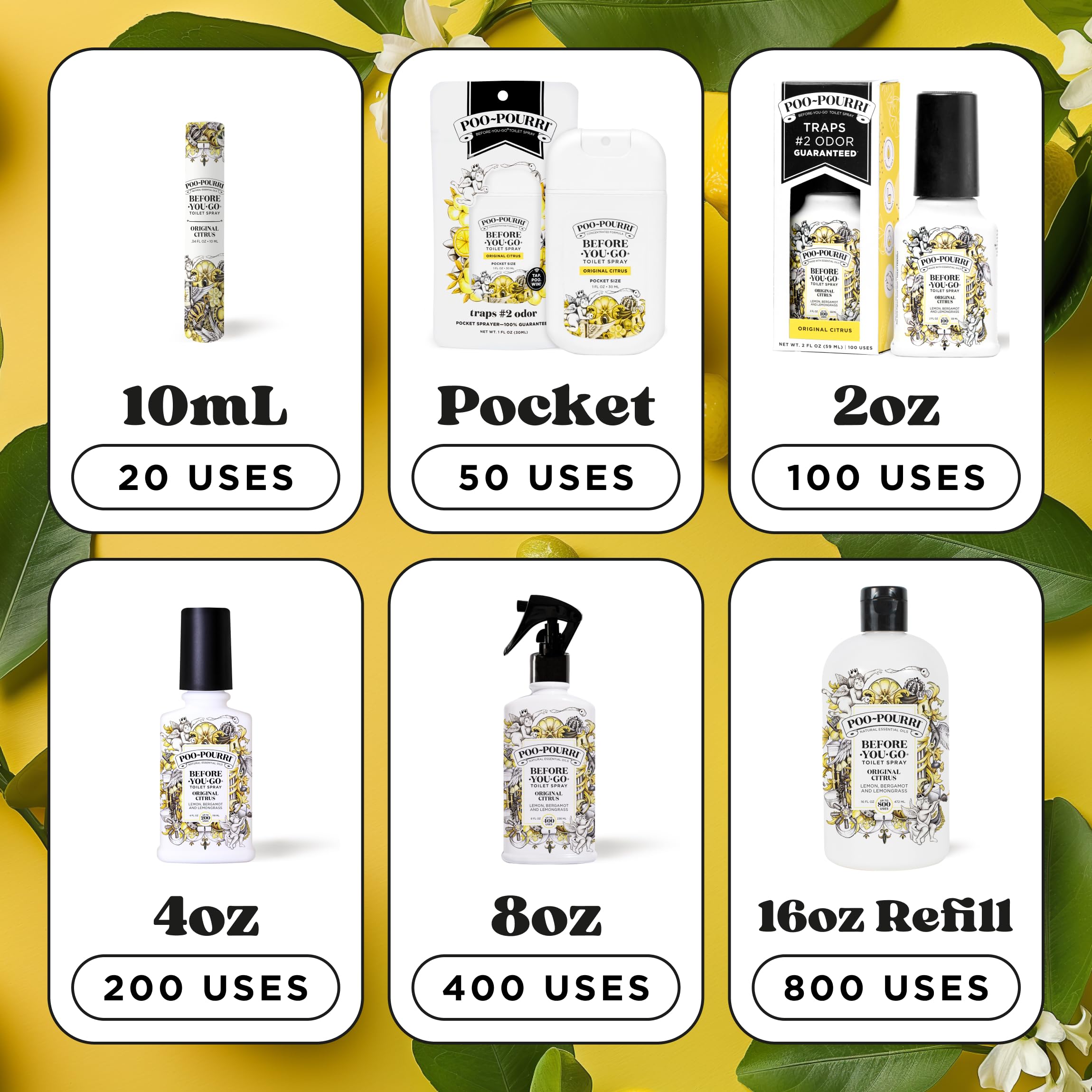 Poo-Pourri El Perfume para Inodoro Before-You-go, El Único Spray De Inodoro 100% Natural De Aceites Esenciales, Original Citrus, 59 ml