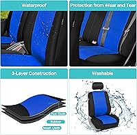 Vista 7 de FH Group - Juego completo de fundas de neopreno para asiento trasero dividido y delantero de respaldo bajo de auto/sedán/SUV, de neopreno, ajuste
