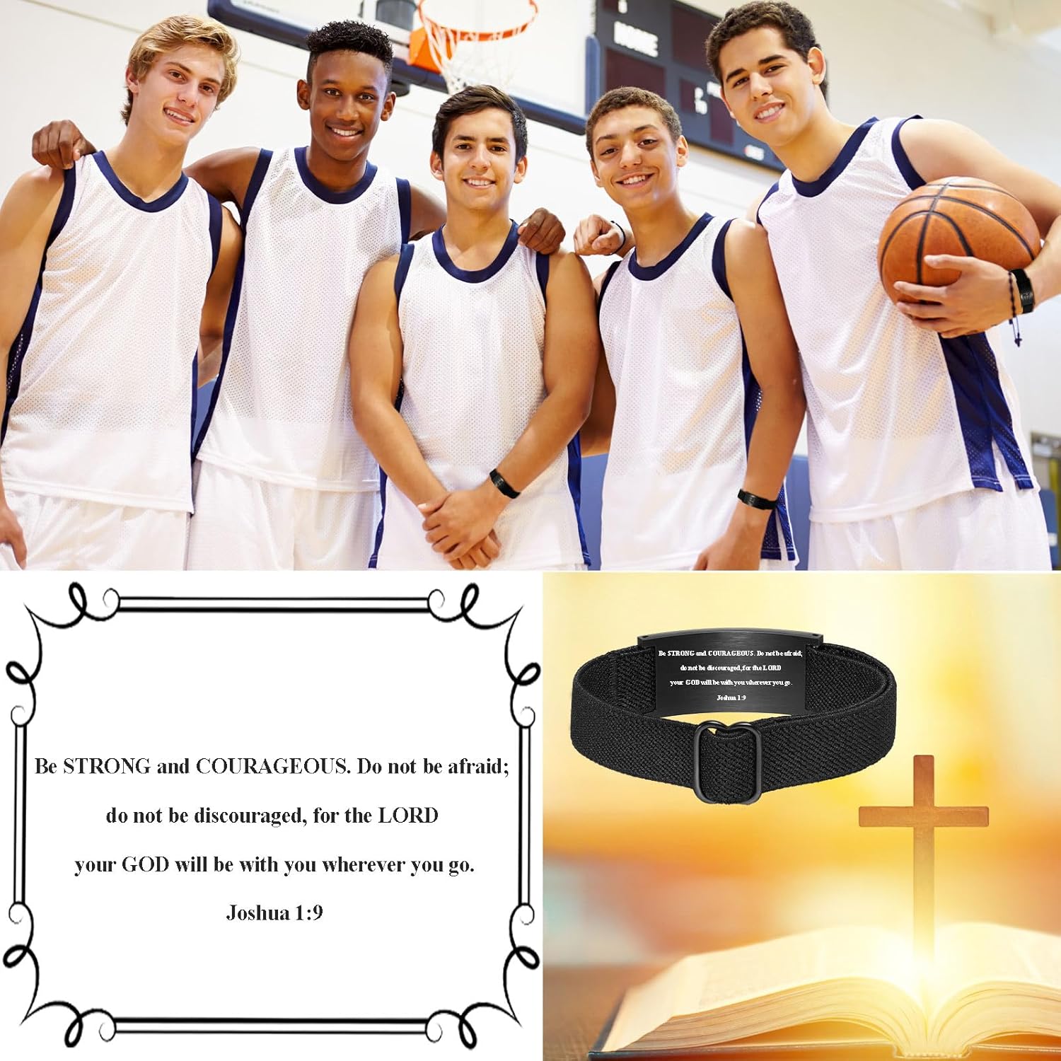 Easter Basket Stuffers-Basketball Gifts for Boys Men Youth Coach Team Kids Player Basketball Bracelet Party Favors Accessories Religious Christian Bible Adjustable Jewelry Gifts - Image 4