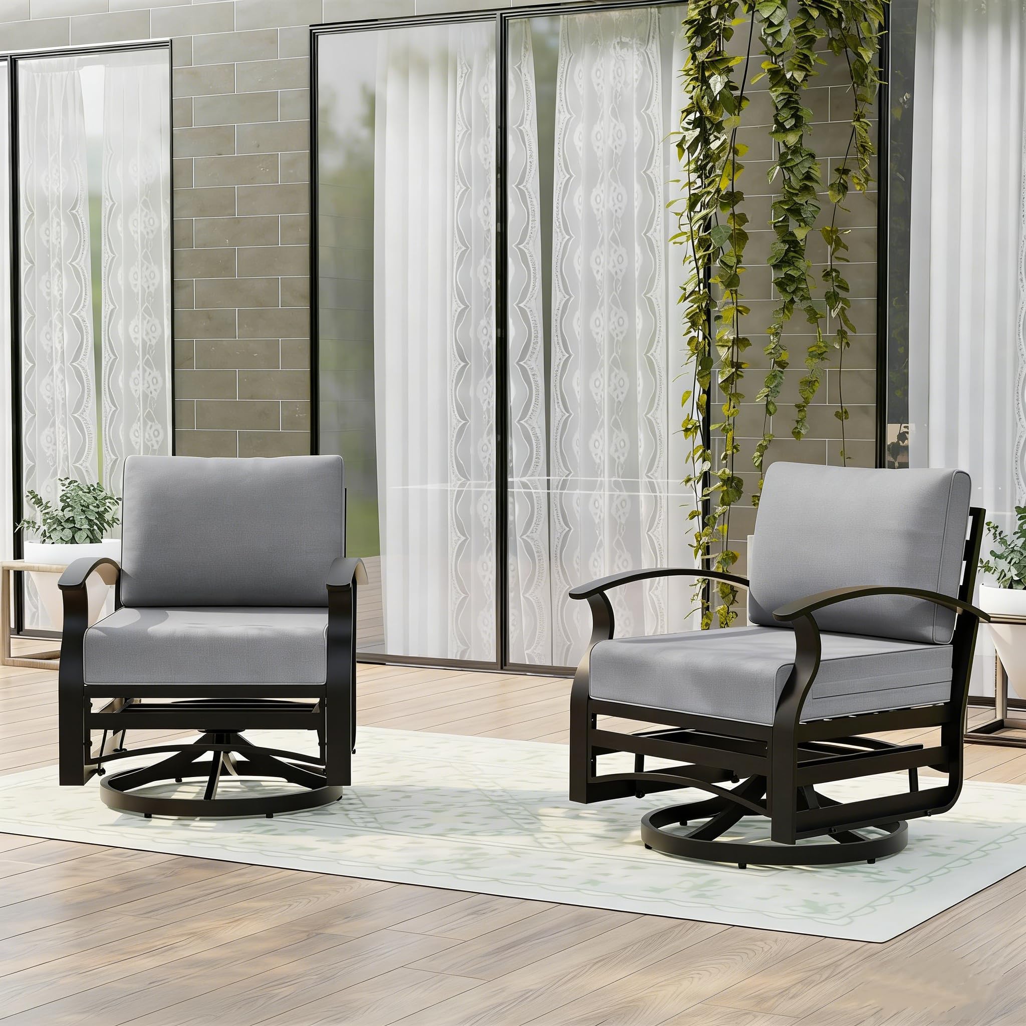 Amazon.com: Gotland 2 Piece Patio Set, Metal Outdoor Swivel Chairs