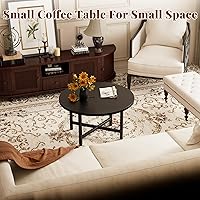 Vista 2 de Coffee Table, 23.6" Small Coffee Tables, Black Round Coffee Tables for Living Room, Floor Table for Sitting on The Floor, Center Coffee Table with