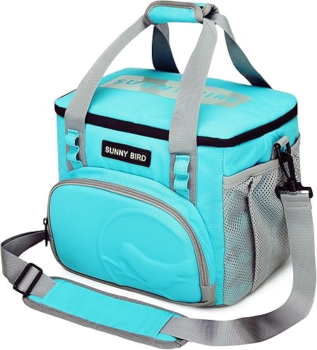 Miniatura 1 de SUNNY BIRD Lonchera térmica grande de 12 litros, a prueba de fugas y plegable, para mujeres, adultos y hombres, se adapta a 18 latas (azul