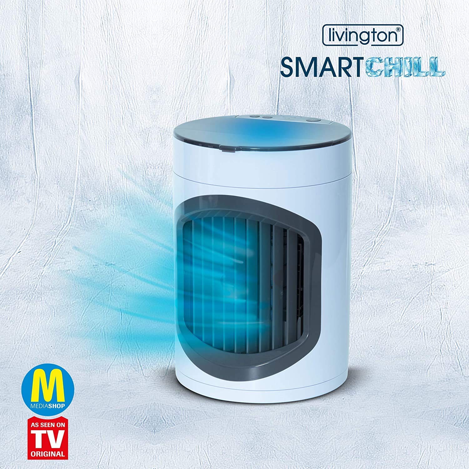 LIVINGTON SmartChill Klimagerät mit Wasserkühlung tragbar 3 Stufen Mini Luftkühler Tankvolumen 12h Kühlung