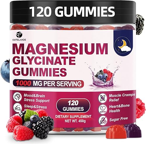 Gomitas de glicinato de magnesio de 120 CT de 1000 mg para mujeres y hombres, suplementos de malato de magnesio y taurato para dormir, apoyo disponible en Yaxa Costa Rica