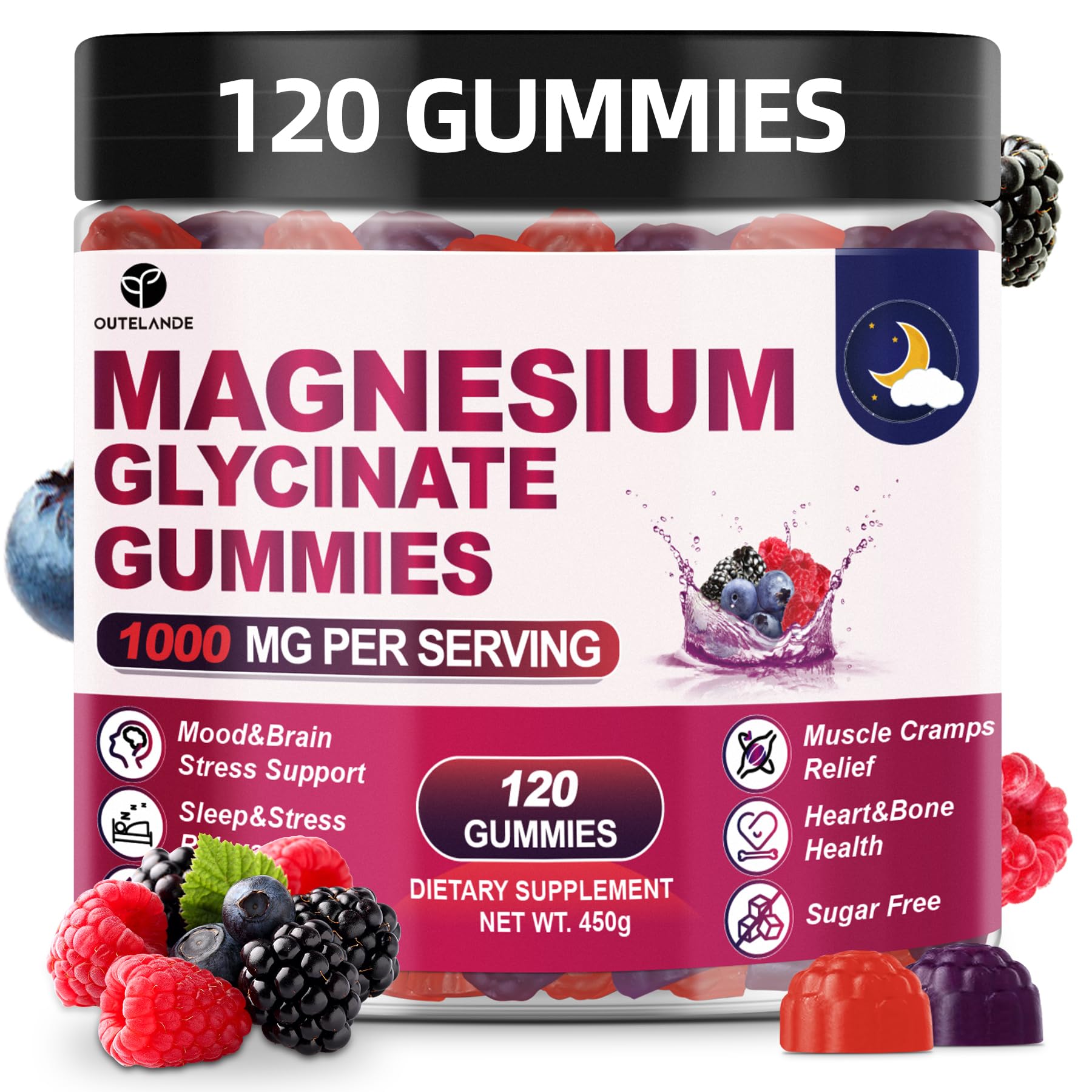 OUTELANDE Magnesium Glycinate Gummies 1000mg