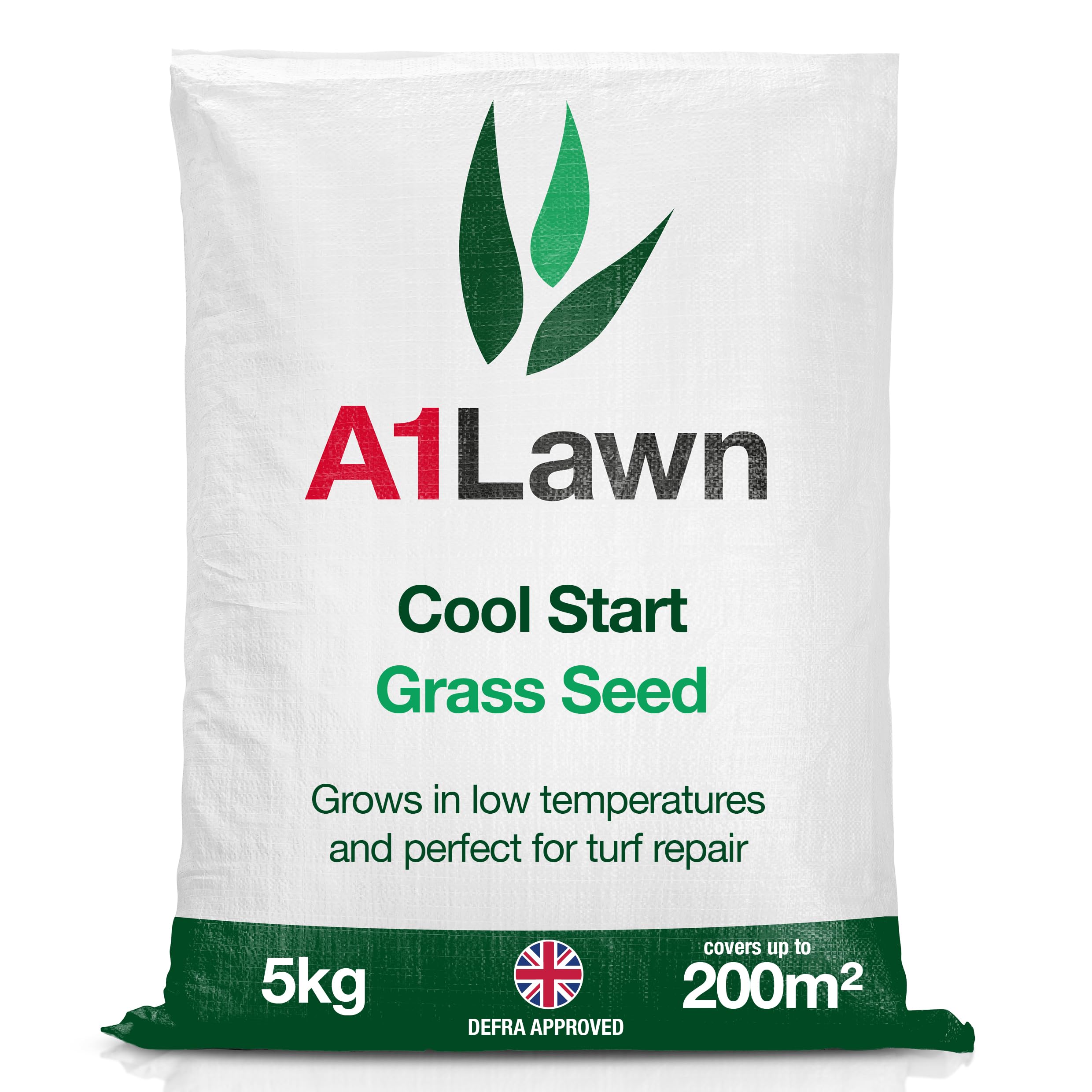 A1 Lawn, Cool Start Grass Seed Mix - Germinates in Low Temperatures, Hard-Wearing Sports Quality, DEFRA & FERA Certified, 15kg
