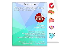 Printable Vinyl Sticker Paper for Cricut Printing - 25 Glossy Waterproof Sheets (8.5"x11")