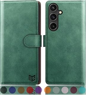 SUANPOT Funda para Samsung Galaxy S25 Plus con Tapa【Bloqueo RFID】de Cuero PU Cierre Magnético，Ranura para Tarjeta ，Soporte Plegable Cover para Samsung S25 Plus Phone Case Verde Claro