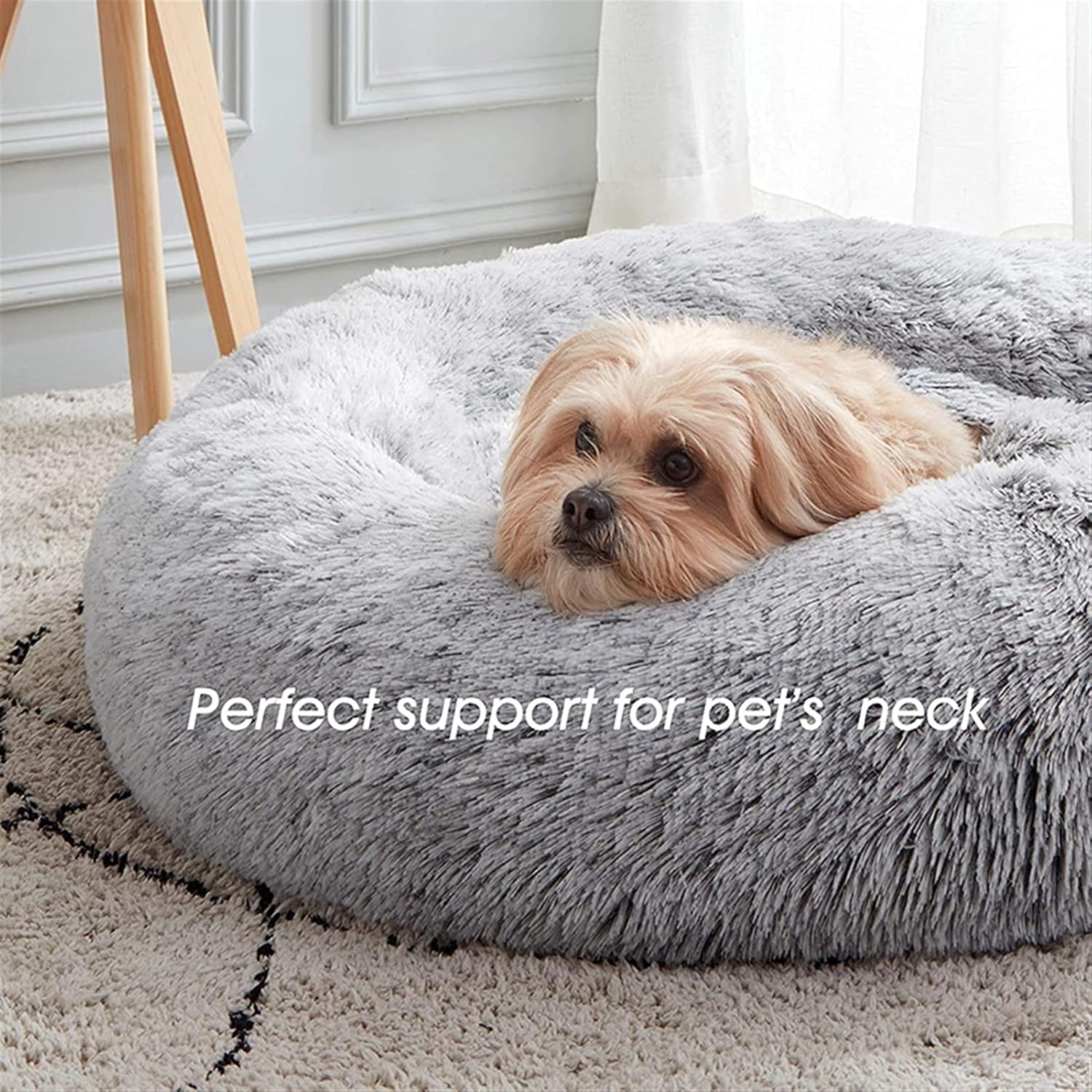 XJHKG Pet Bed Dog Round Bed Cat Long Plush Puppy Cat Cushion Mat Portable Supplies Washable Pet Accessories (Color : WineRed, Size : 3X-Large)