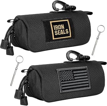 2 Pack Extra Large Tactical Molle Sunglasses Case Anti-Shock Hard Clamshell Glasses Case, XL