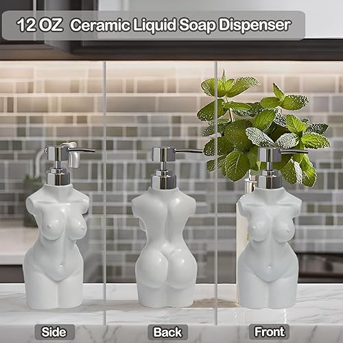 Miniatura 5 de Dispensador de jabón de cerámica para niña, dispensador de loción y jabón, dispensador de jabón líquido recargable para manos para baño y cocina