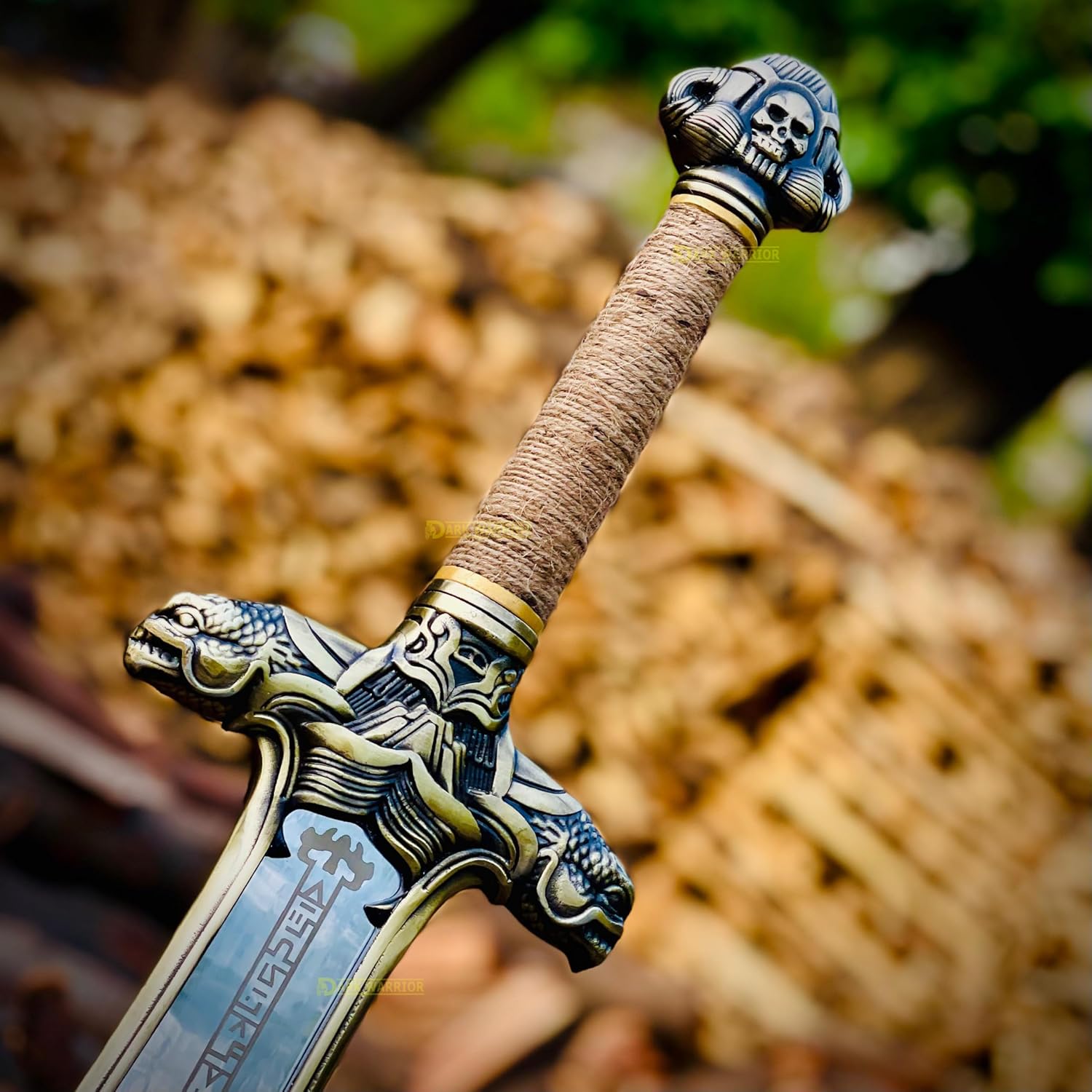 Handmade Conan Atlantean Sword 1095 Carbon Steel Brass Fittings, Black with Leather Sheath Viking sword - dark- conan sword real viking sword Conan The Barbarian Atlantean Sword