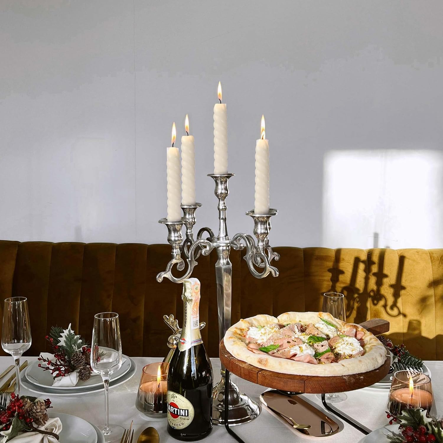 5 Inch Spiral Ivory Beeswax Taper Candles 10 Pack and 3x3 Inch Pure Beeswax Pillar Candles