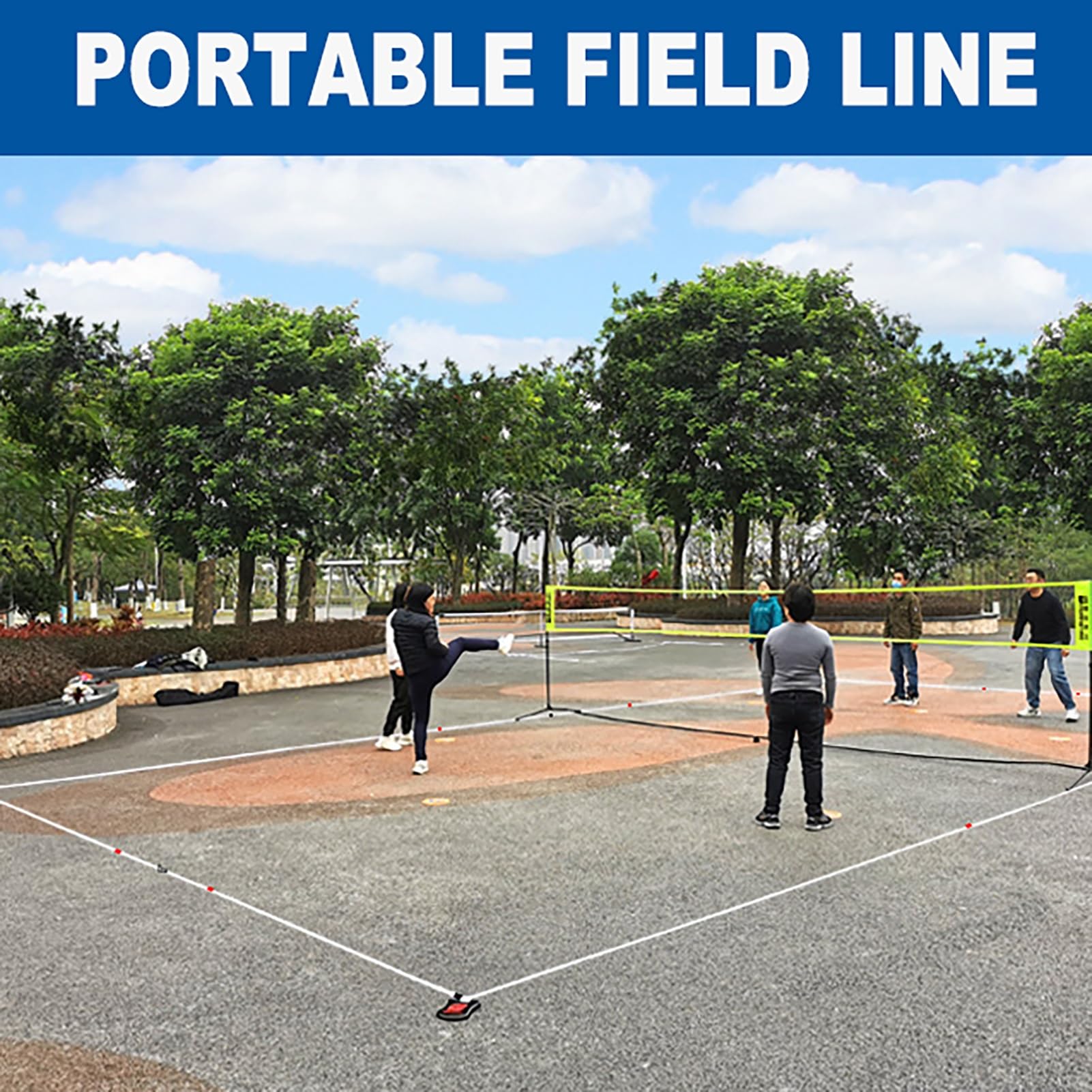 Zestaw do znakowania kortów Pickleball, przenośne linie graniczne z taśmą, 4 akcesoria do wagi, organizer na kółkach, odpowiedni do koszykówki i tenisa