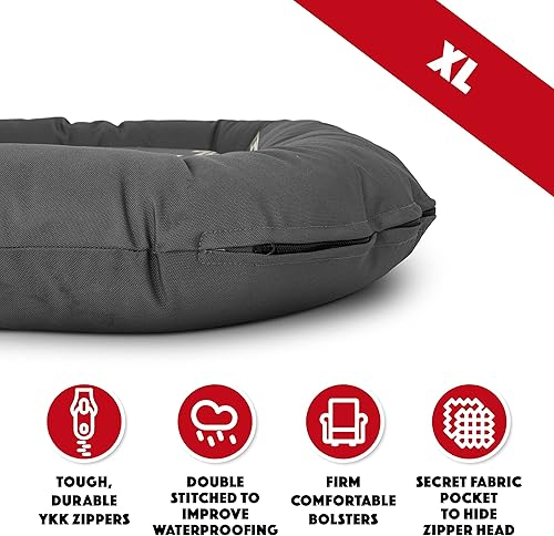 Miniatura 6 de The Dog's Bed - Cama impermeable para perro, tela Oxford gris duradera, cremallera YKK, funda reversible lavable, camas para perros para el hogar,