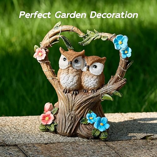 Miniatura 5 de Decoración de pájaro de búho con luz solar de resina, un acento impresionante para tu paraíso al aire libre (búho)