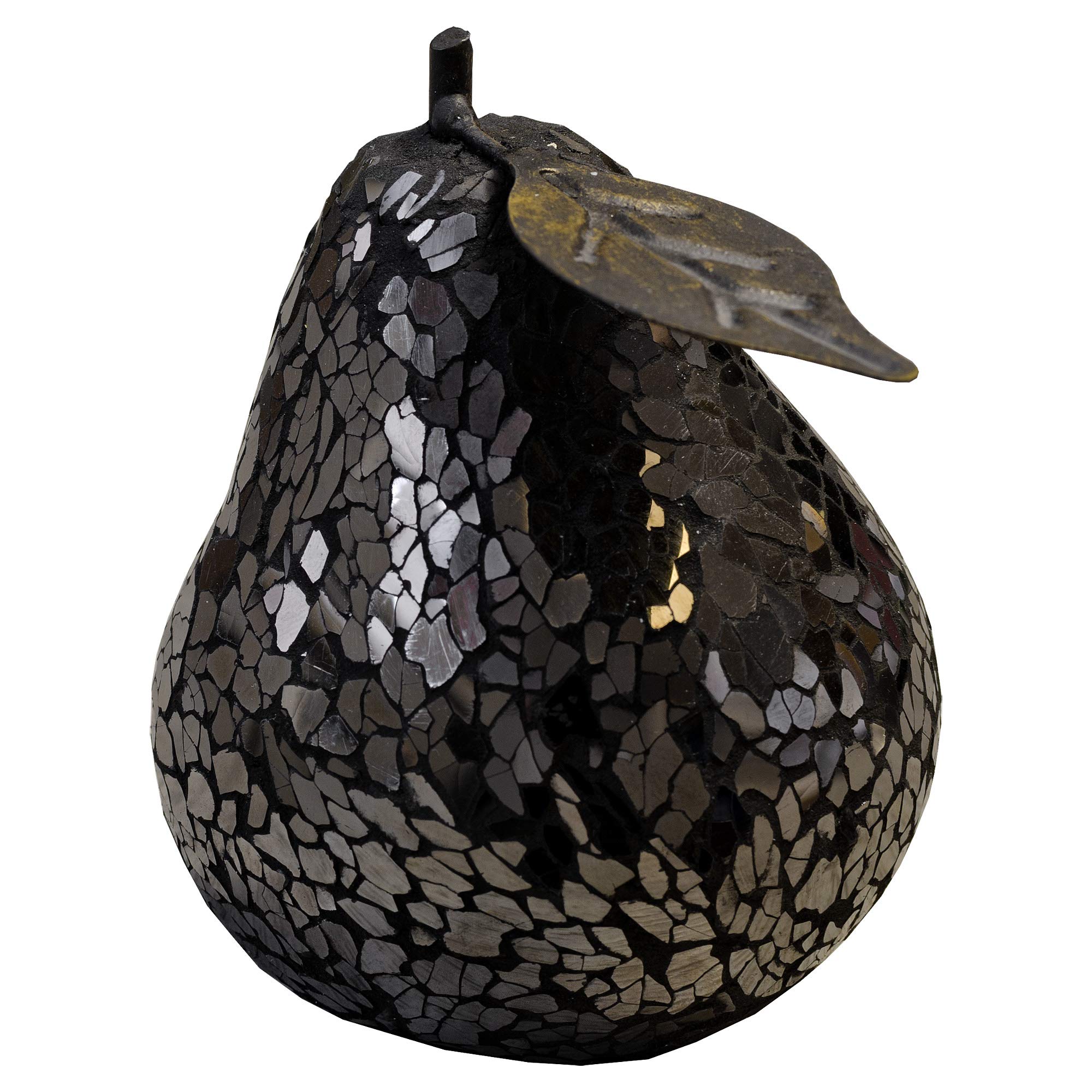 Febland Black Mosaic Glass Pear, Round