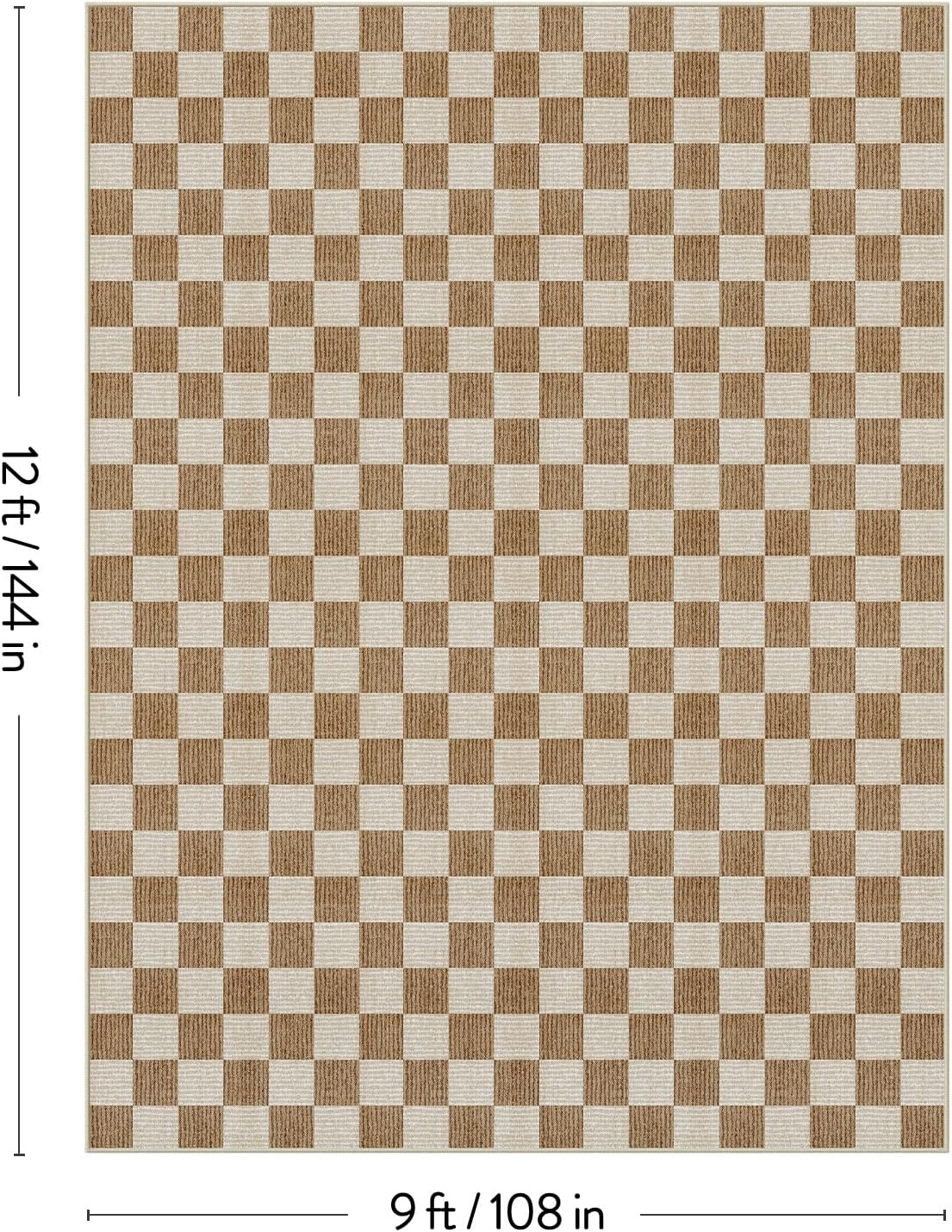 livebox 9x12 area rugs for living room, checkered non-slip washable rugs, farmhouse neutral classic geometric large boys area rug for bedroom, carpet for living dining room office(brown,9'x12') 9' x 12' (rectangular) brown/checkerboard