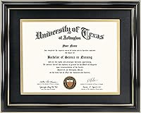 Vista 12 de GraduationMall - Marco para certificado, diploma y documentos con cristal real, aspecto de madera profesional y cuentas doradas, color caoba y blanco