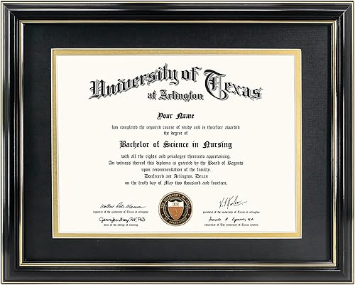 Miniatura 8 de GraduationMall Marco de diploma de 11 x 14 pulgadas con paspartú negro sobre dorado o certificado de 15 x 18 pulgadas sin paspartú, madera maciza y