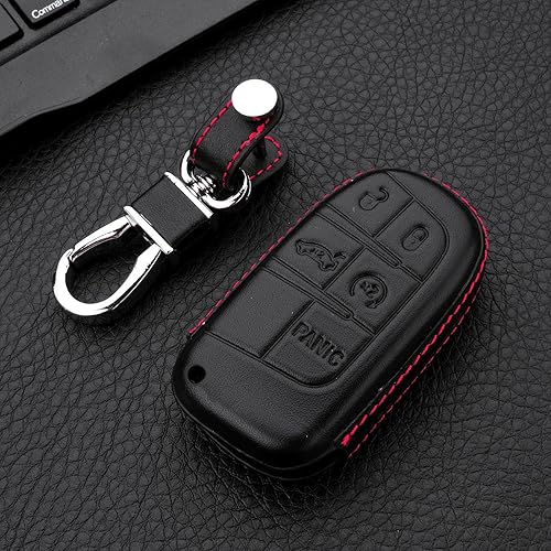 Miniatura 5 de Funda para llavero de cuero genuino para Jeep Compass Grand Cherokeepara Dodge Challenger ChargerPara Chrysler 200 300Para Fiat 500 Car Remote Key