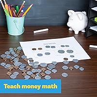 Vista 4 de LEARNING ADVANTAGE Juego de Monedas de Juguete - 30 Peniques, 20 Monedas de 5 Centavos, 20 Monedas de 10 Centavos, 20 Cuartos de Dólar y 4 Medios