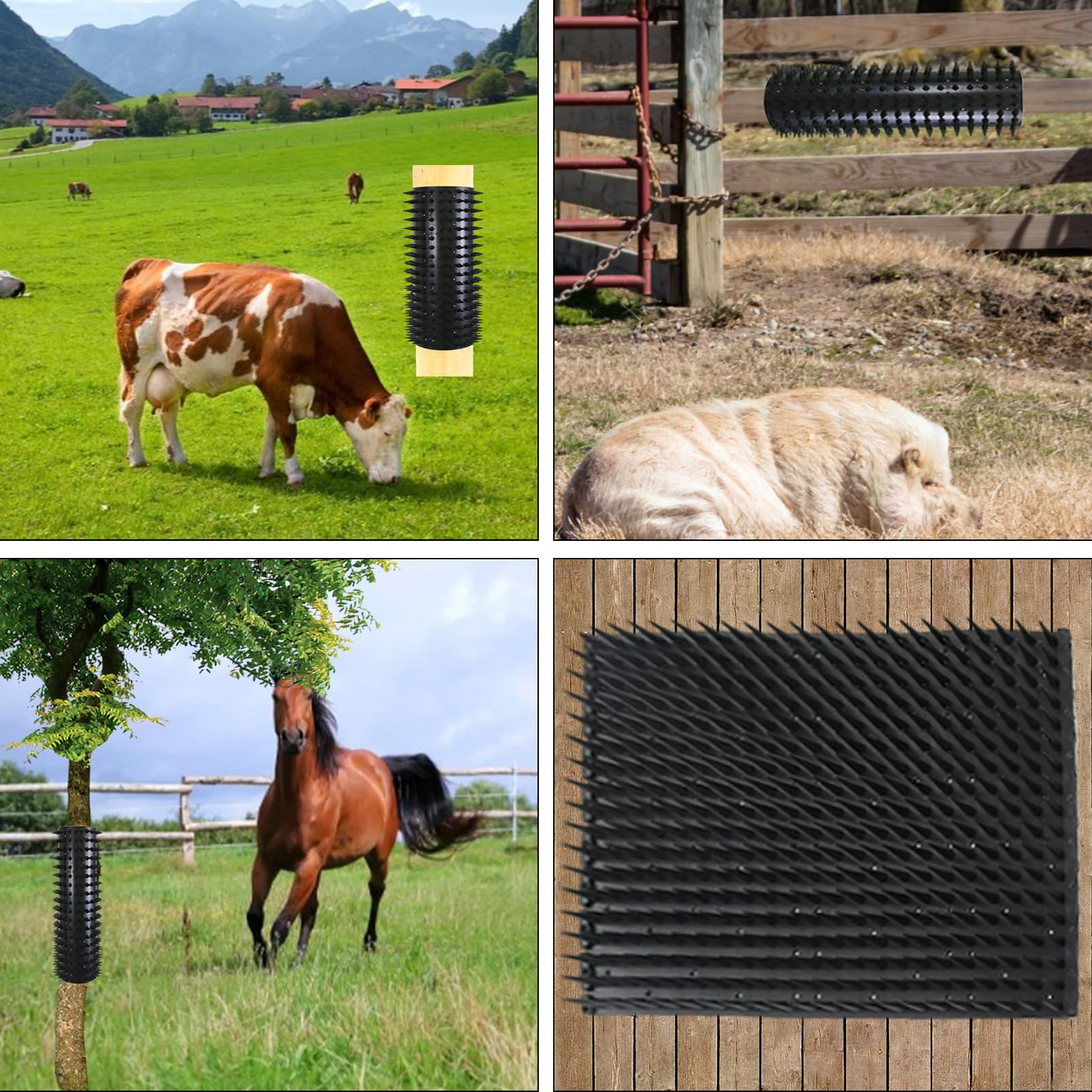 Juego de 2 cepillos de masaje Equine Bovine, juego de cepillos de masaje para caballos, raspadores equinos, ovejas y caballos, asistente para picores para pequeñas granjas, pastos familiares, establos