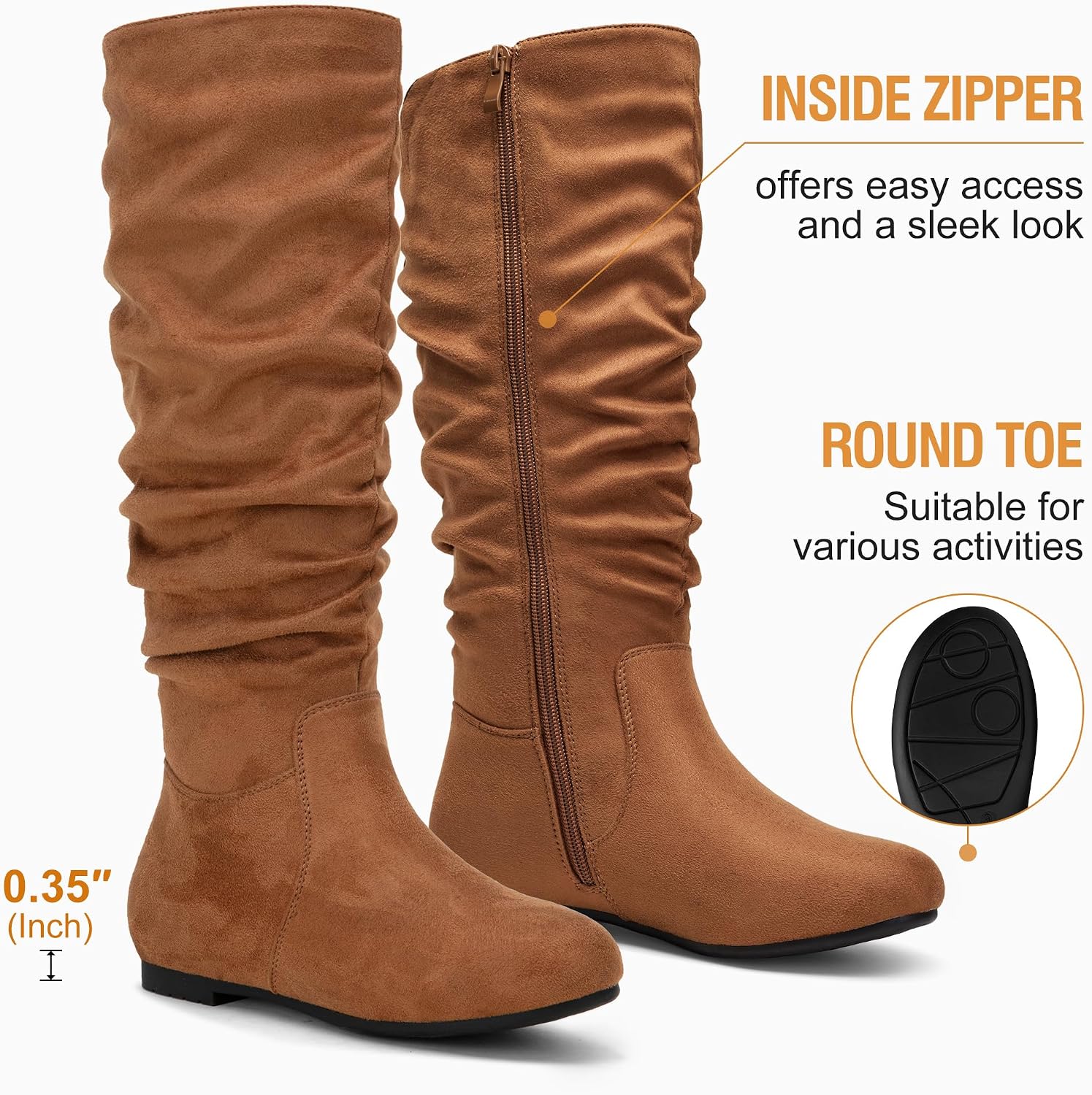 Jeossy Women's 941 Knee High Boots, Fall Falt Slouch Boot, Tall Boot Pull on image 5