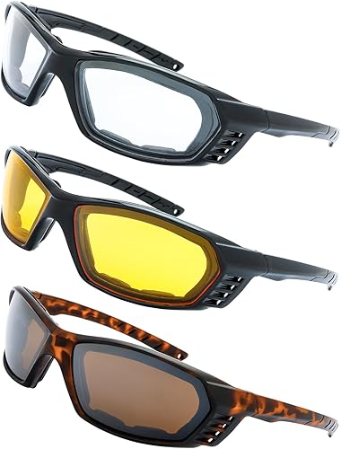 Anteojos de motocicleta con marco acolchado, lentes con bloqueo total de UVB, para actividades al aire libre