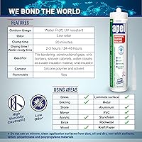 Vista 6 de Apel Sellador de silicona transparente multiusos impermeable (1 x 10.5 onzas líquidas), 100% silicona para calafatear, resistente a la intemperie